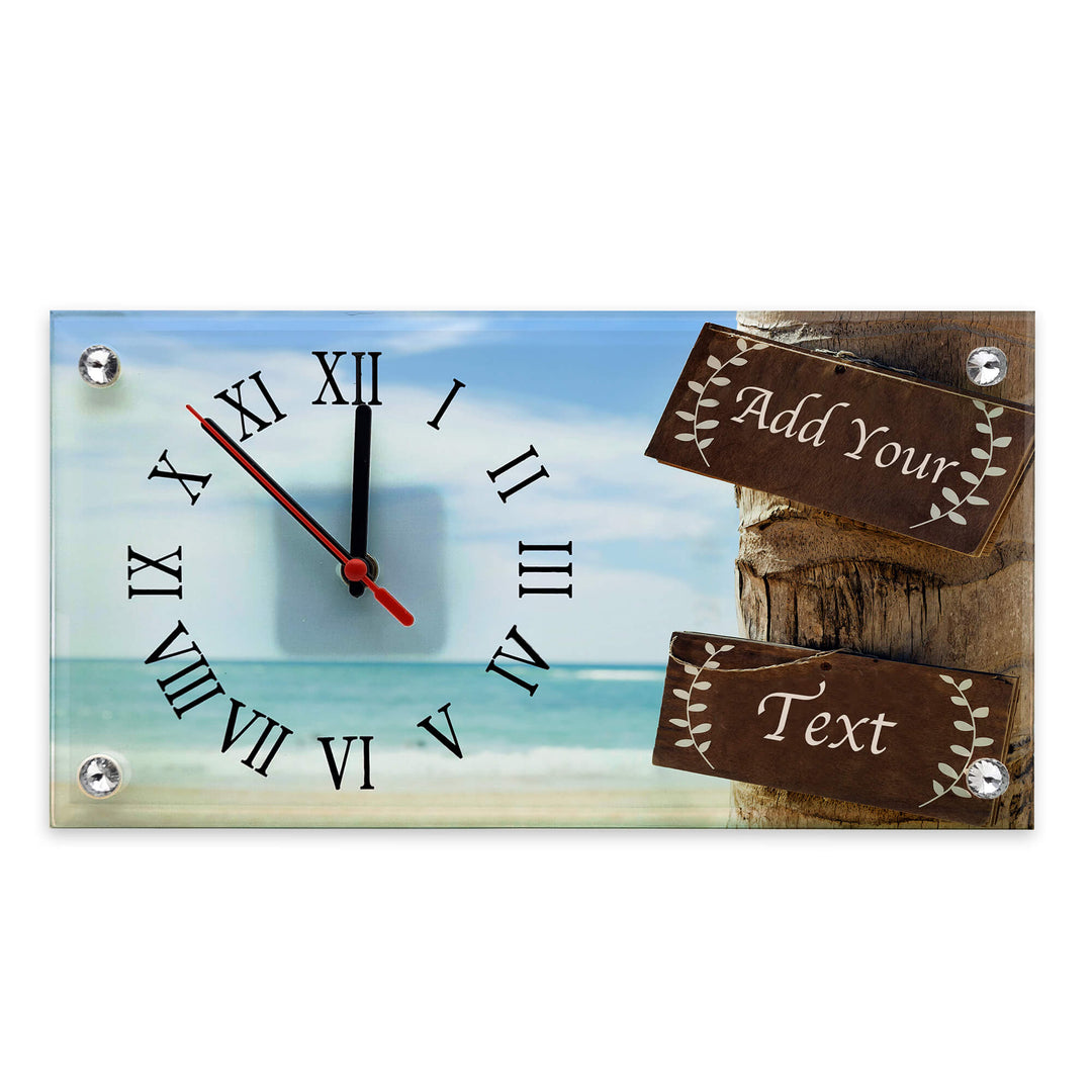 Personalised Glass Desk Clock - 30x16cm