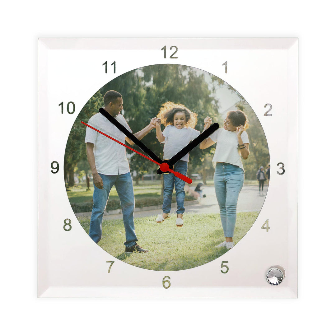 Personalise Square Mirror Desk Clock 20x20 cm