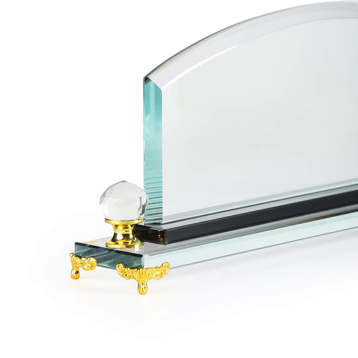 premium Arch Crystal disk name plate with gold leg