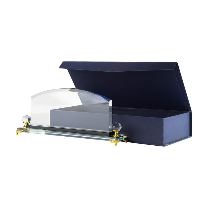 premium Arch Crystal disk name plate with gold leg