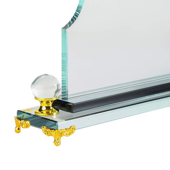 premium curved desk name plate with gold leg