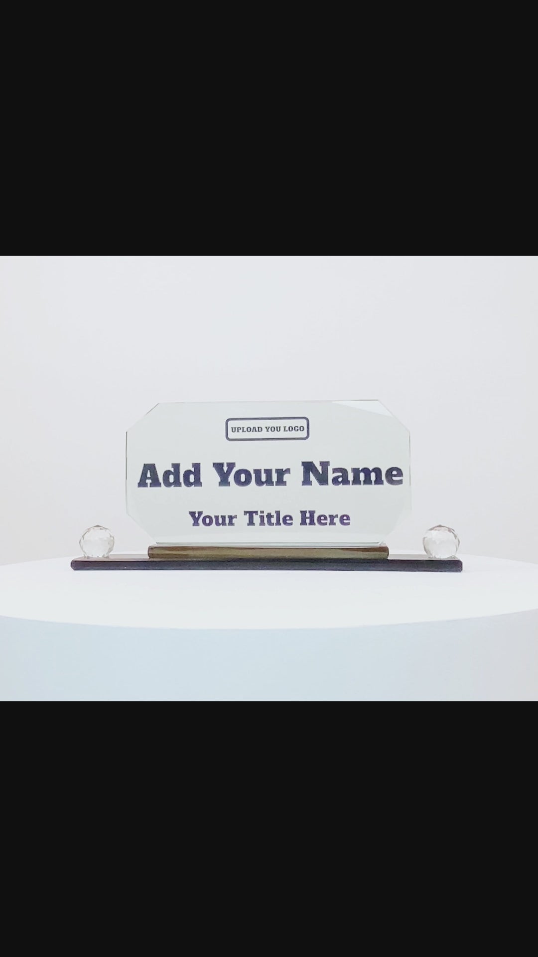 Octagon Crystal Desk Name Plate