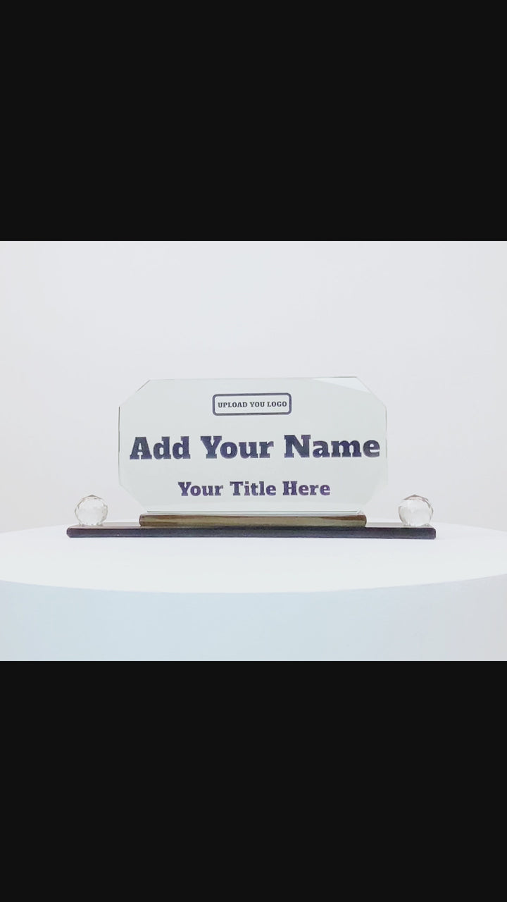 Octagon Crystal Desk Name Plate
