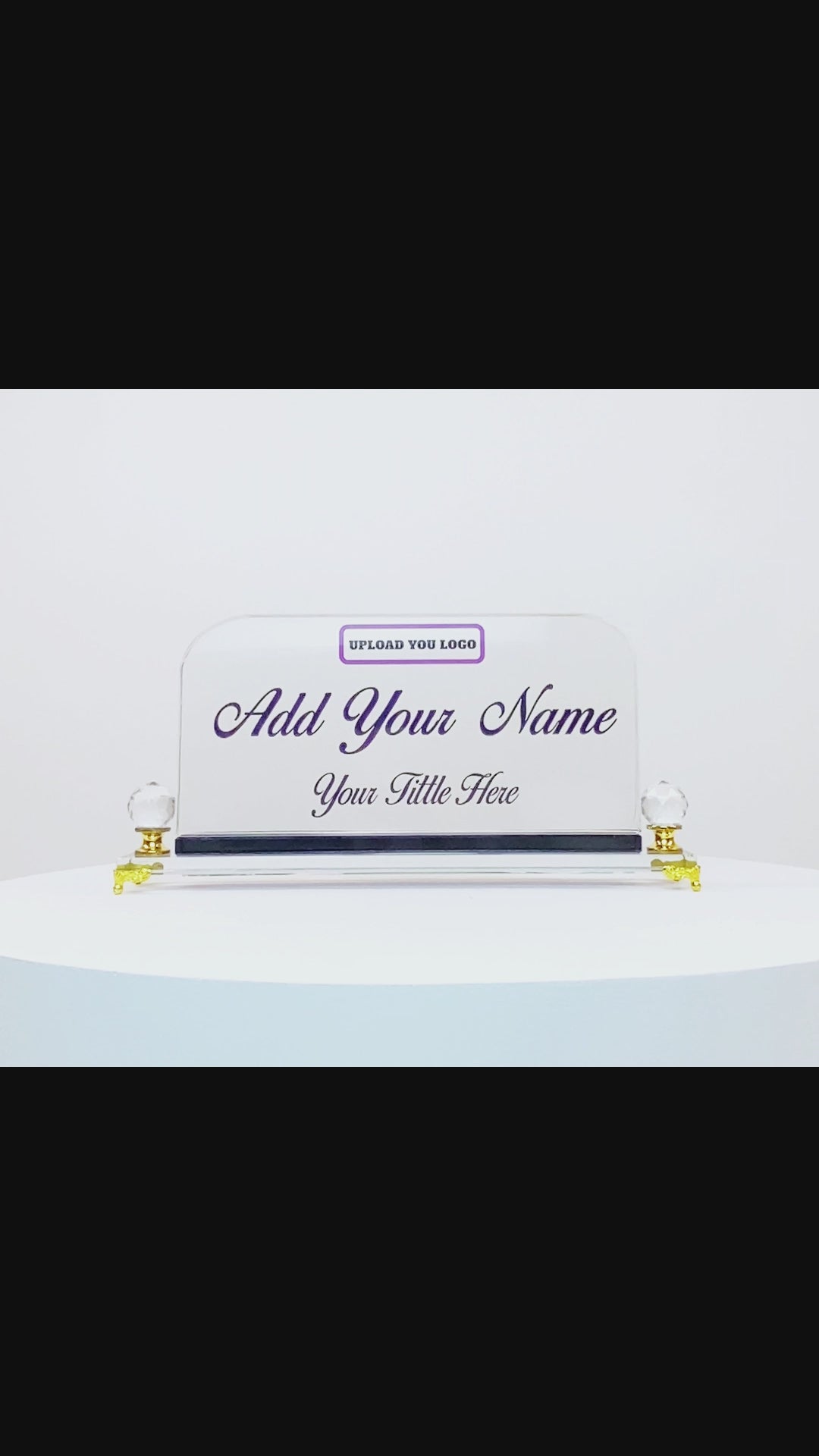 Premium Rounded Edges Crystal Desk Name Plate