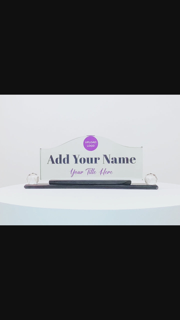 Wave Crystal Desk Name Plate