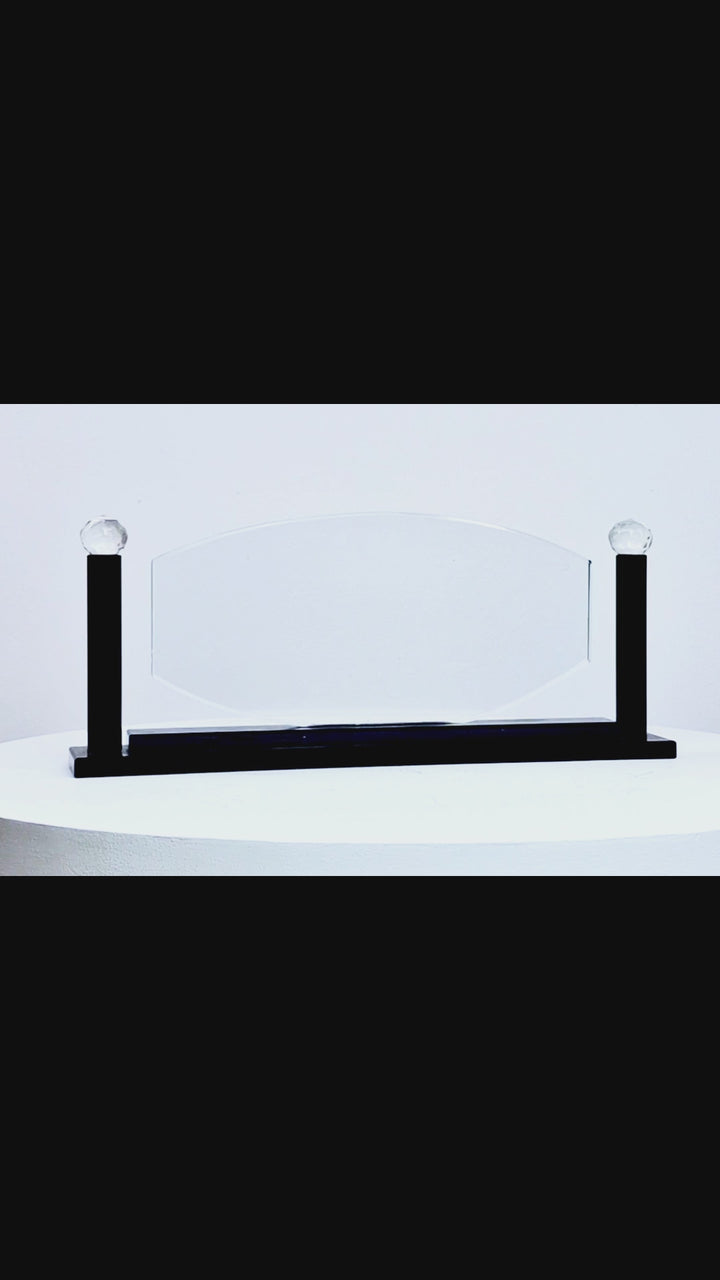 Premium Large Black Oval Crystal Desk Name plate