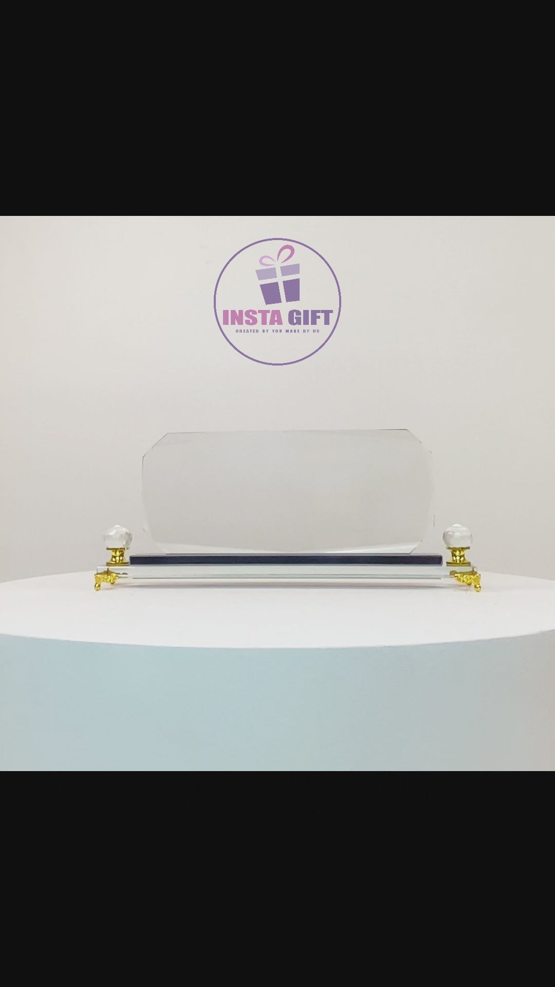 premium curved desk name plate with gold leg