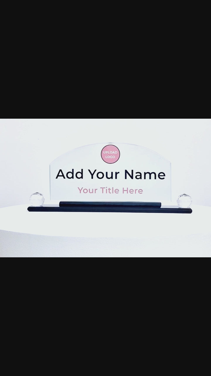 Arch Crystal Desk Name Plate