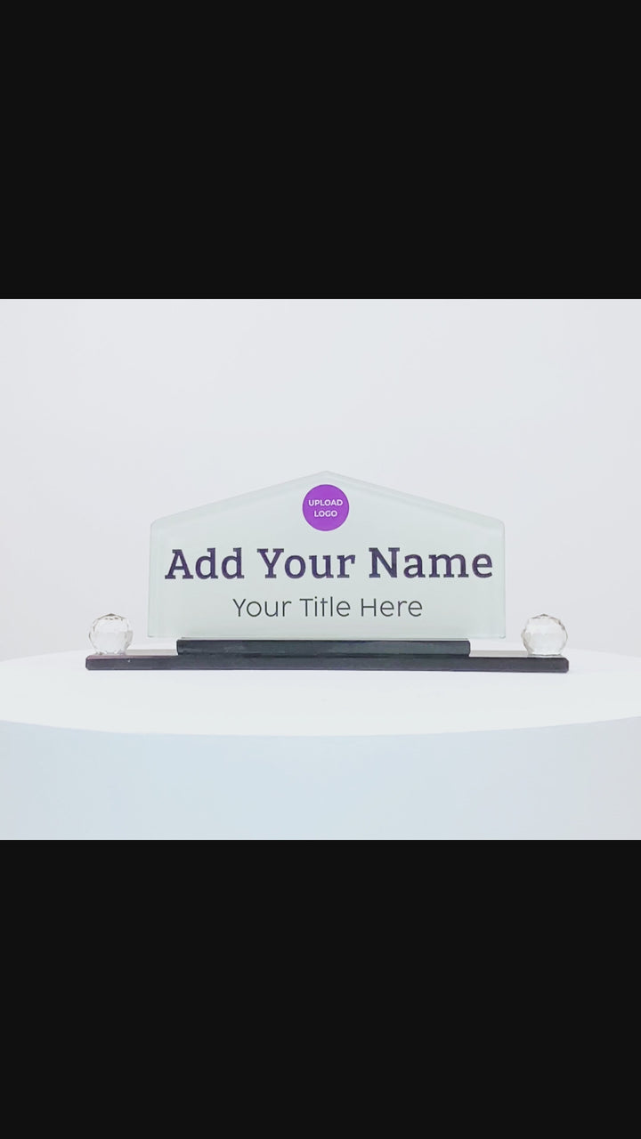 Pyramid Crystal Desk Name Plate