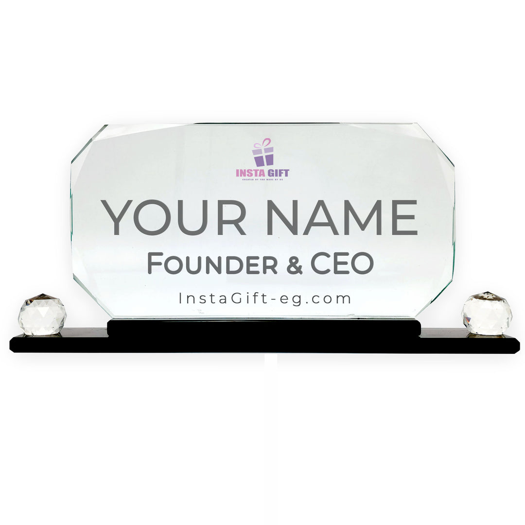 Octagon Crystal Desk Name Plate