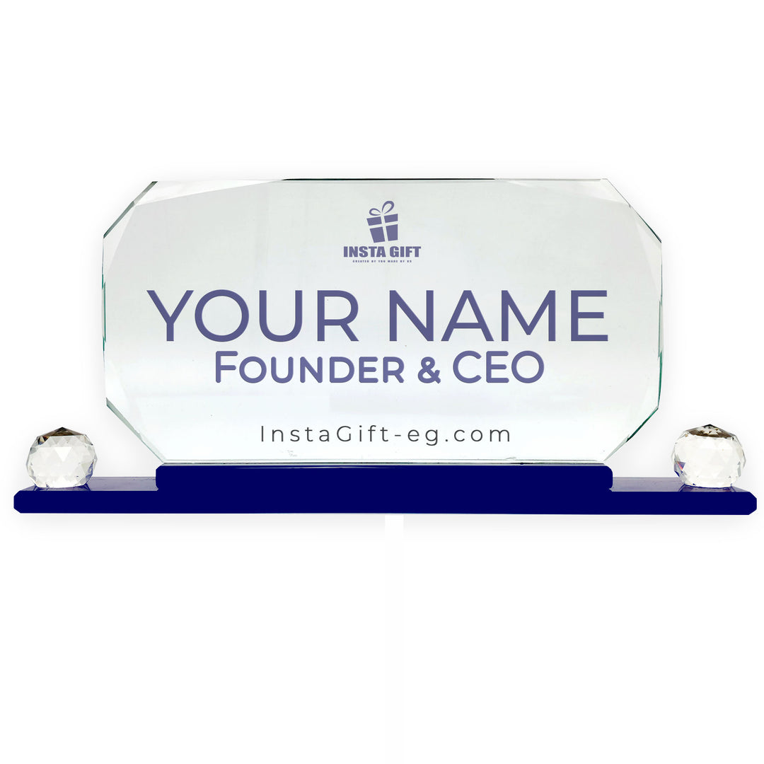 Octagon Crystal Desk Name Plate