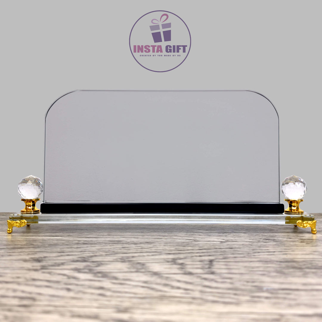 Premium Rounded Edges Crystal Desk Name Plate