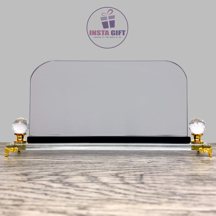 Premium Rounded Edges Crystal Desk Name Plate