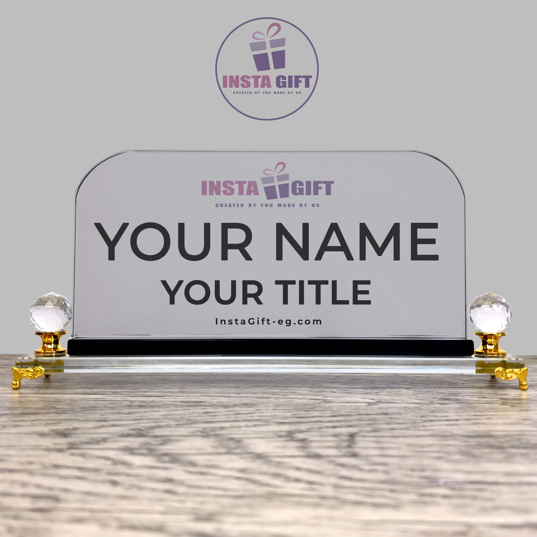 Premium Rounded Edges Crystal Desk Name Plate