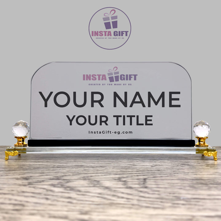 Premium Rounded Edges Crystal Desk Name Plate